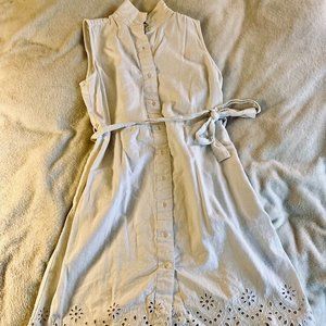 Sleeveless Linen-Blend Maxi Shift Dress